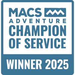 Macs Adventure Champion of Service - Badge - Winner 2025 - RGB Macs Blue